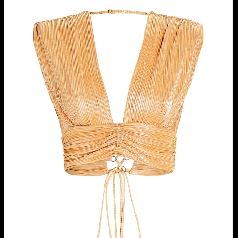 SABINA MUSAYEV Gianna Foil Pleated Crop Top